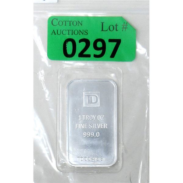 1 Oz. .999 Silver TD Bank Investor Bar