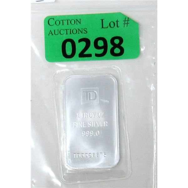 1 Oz. .999 Silver TD Bank Investor Bar