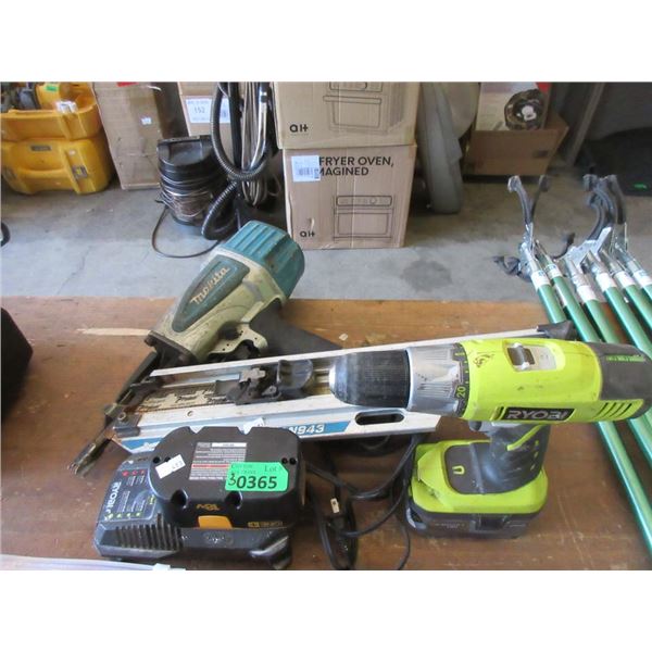 Makita Air Nailer and Ryobi Cordless Drill