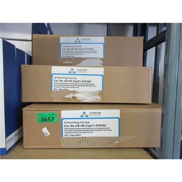 3 Cases of 16 Panel Drug Test Cups - 25 per box