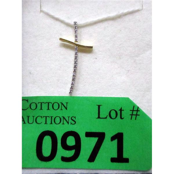 18 KT Gold and Cubic Zirconia Cross Pendant