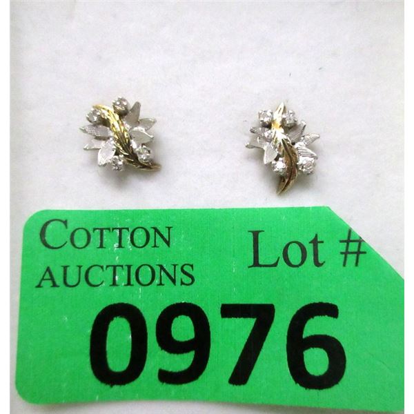 10 KT White and Yellow Gold Diamond Earrings