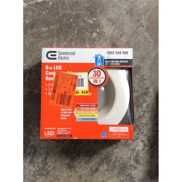 Commercial electric 6 inch LED C USTOMIZABLE recessed trim white