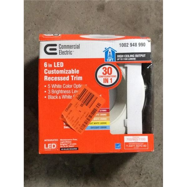 Commercial electric 6 inch LED C USTOMIZABLE recessed trim white