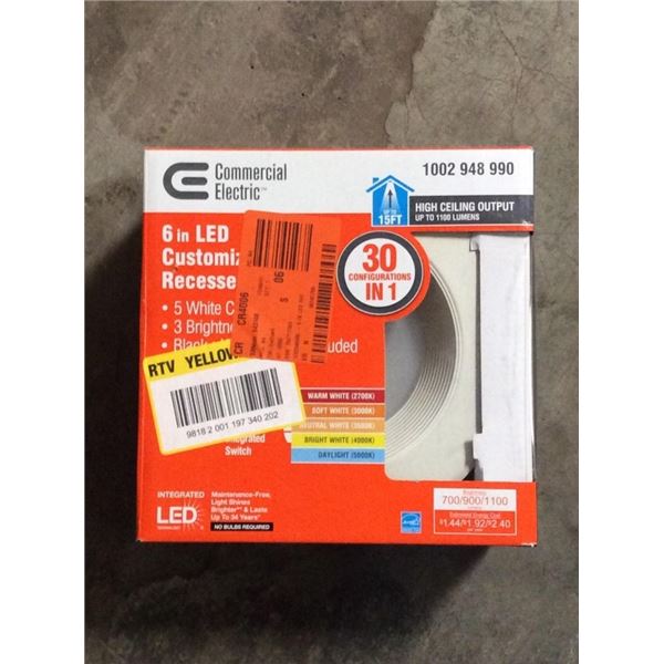 Commercial electric 6 inch LED C USTOMIZABLE recessed trim white