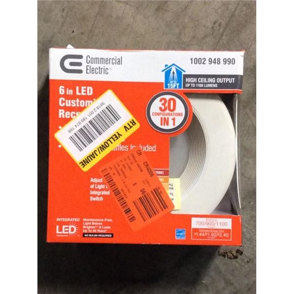 Commercial electric 6 inch LED C USTOMIZABLE recessed trim white