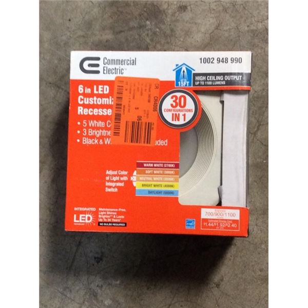 Commercial electric 6 inch LED C USTOMIZABLE recessed trim white