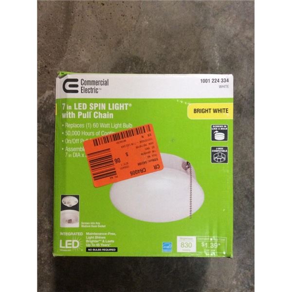 7 inch LED spin light with pull chain bright white