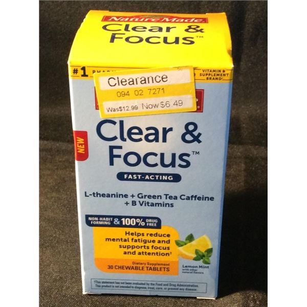 Nature made clear and focused 30 chewable tablets