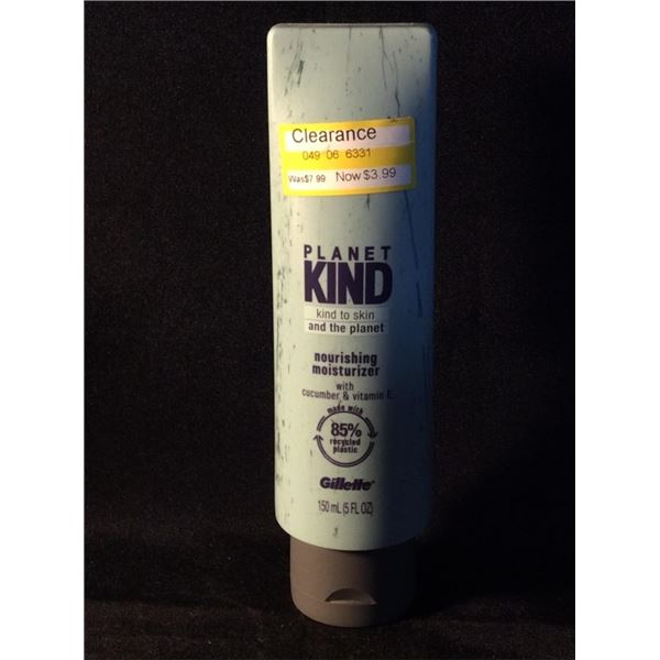 Planet kind kind to skin and the planet moisturizing with cucumber and vitamin E made by Gillette re