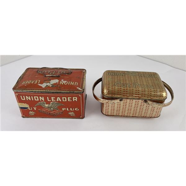 Union Leader Plug Cut Tobacco Tin Cans
