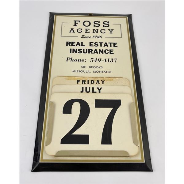 Foss Real Estate Missoula Montana Calendar Sign