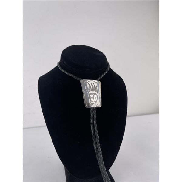 Navajo Sterling Silver Bear Paw Bolo Tie