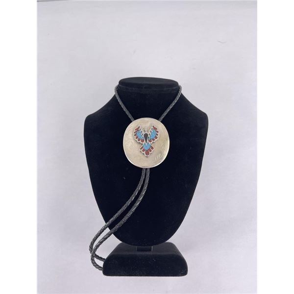 Zuni Turquoise Inlaid Bolo Tie
