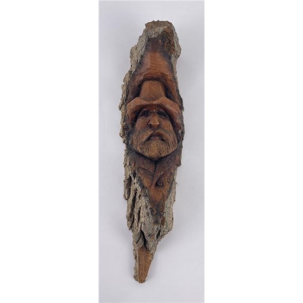 Montana Cottonwood Carving Trapper Man