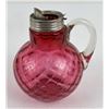 Image 1 : Antique Cranberry Diamond Optic Syrup Pitcher