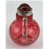 Image 2 : Antique Cranberry Diamond Optic Syrup Pitcher