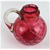 Image 8 : Antique Cranberry Diamond Optic Syrup Pitcher