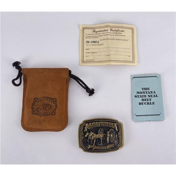 Bronze Montana Logger Belt Buckle