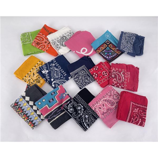 Lot of 16 Vintage Cowboy Handkerchiefs Bandanas