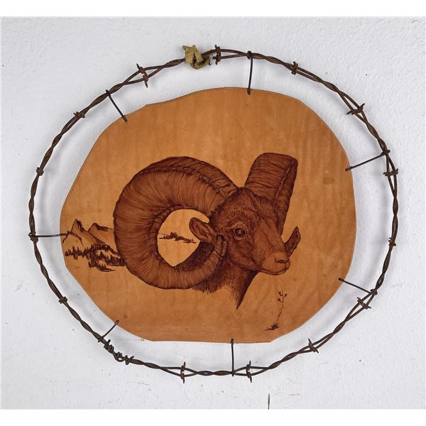 Montana Barbed Wire and Leather Painting