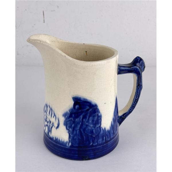 Antique Blue White Stoneware Sleepy Eye Pitcher