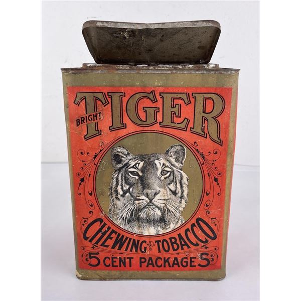 Paper Label Tiger Tobacco Store Counter Tin