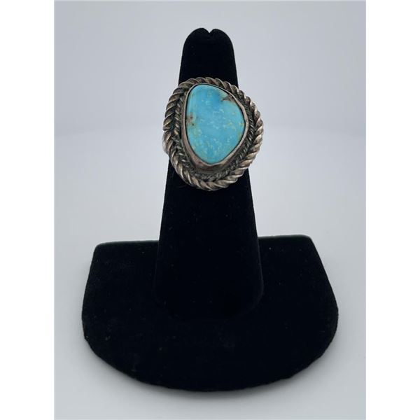 Navajo Old Pawn Sterling Turquoise Ring