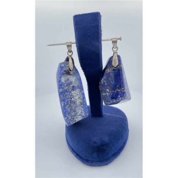 Lot of Two Lapis Lazuli Pendants Sterling Silver