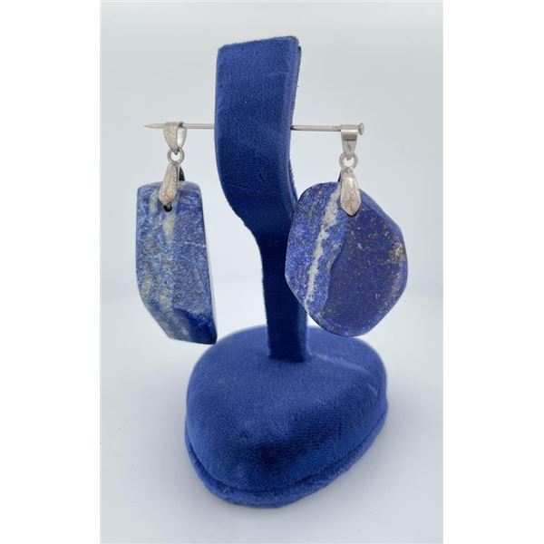Lot of Two Lapis Lazuli Pendants Sterling Silver