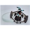 Image 1 : Zuni Thunderbird Sterling Silver Inlaid Bracelet