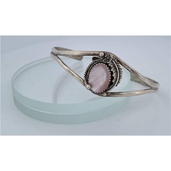Navajo Sterling Silver Mother of Pearl Bracelet