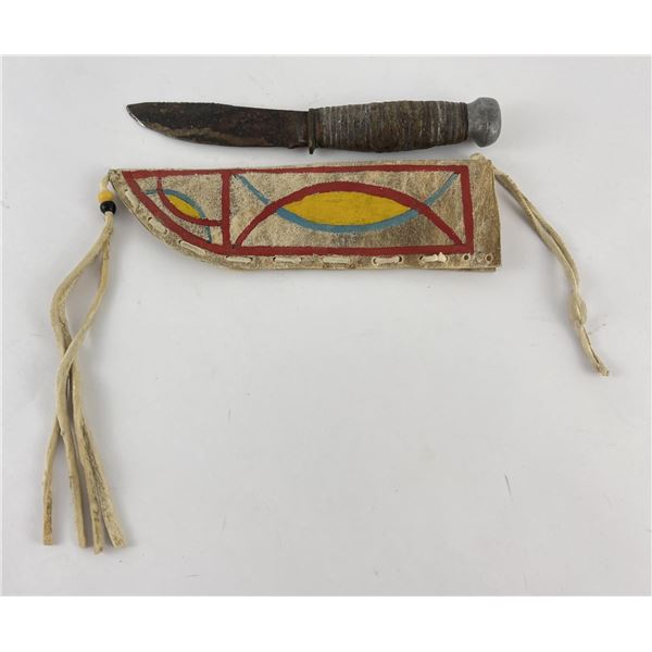 Plains Indian Painted Parfleche Knife Sheath