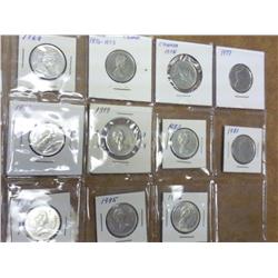 11 Assorted Candian Quarters