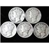 5 Assorted Mercury Dimes