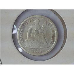 1871 Seated Liberty Half Dime