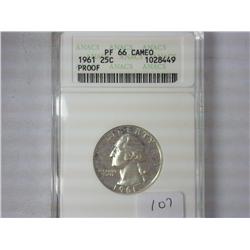 1961 Washington Quarter ANACS PF66 Cameo