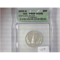 2000-S Maryland Silver Quarter ICG PR69DCAM