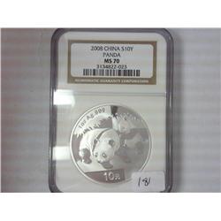 2008 China 10 Yuan Panda NGC MS70