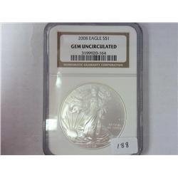 2008 American Silver Eagle NGC GEM UNC