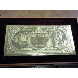24K Gold Plated Silver 10000 Yen Japanese Bill