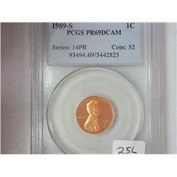 1989-S Lincoln Cent PCGS PR69DCAM