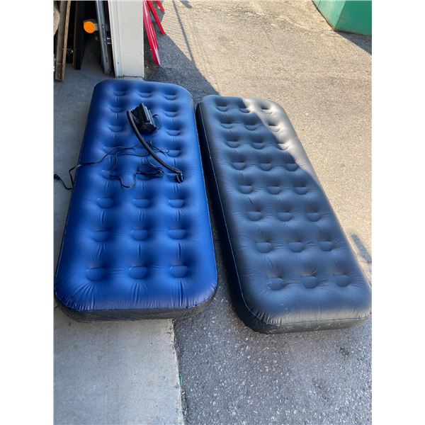 2 single blow up mattresses and pump