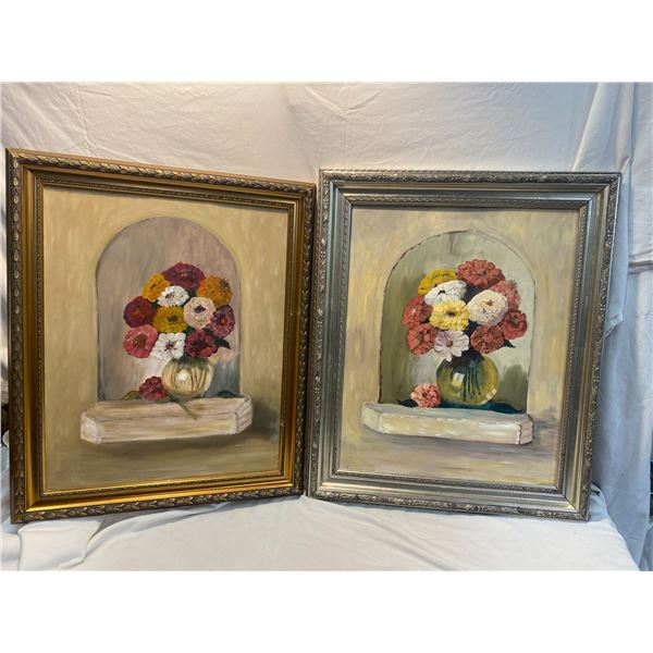 Two floral wall hangings