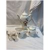 Image 1 : Creamer, sugar, and coffee pot and shooter glasses