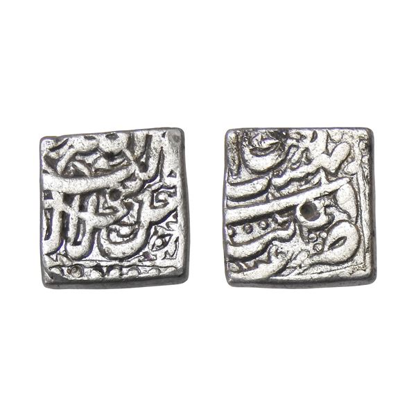 Akbar (1556-1605 AD), Silver Rupee, ‘square Ilahi’ type, Tatta Mint