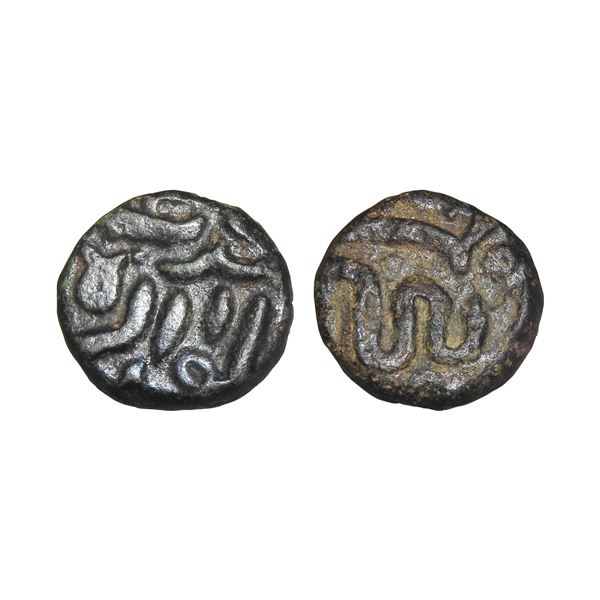 Akbar (1556-1605 AD), Copper trambiyo, ‘Ilahi + Hijri’ type, Delwara Mint