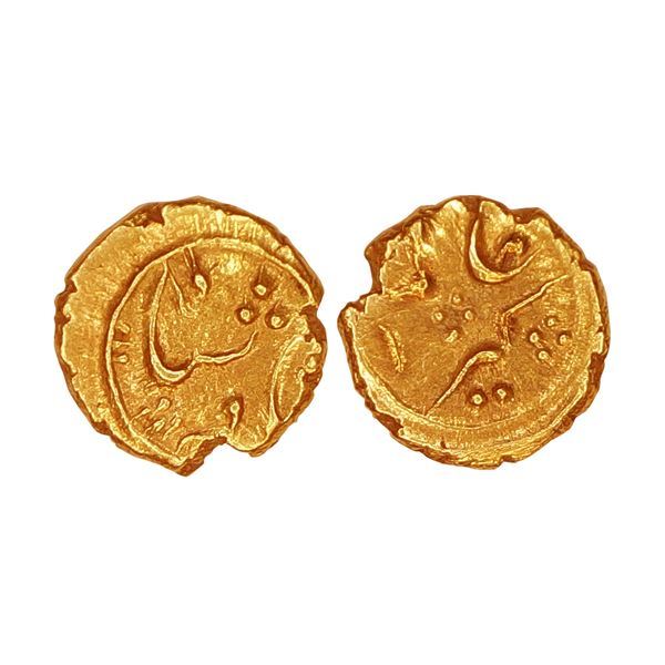 Aurangzeb (1659-1707 AD), Gold fanam, mintless but attributable to Nasirabad (Dharwad) mint