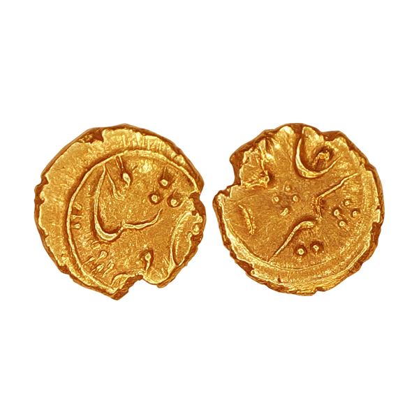 Aurangzeb (1659-1707 AD), Gold fanam, mintless but attributable to Nasirabad (Dharwad) mint