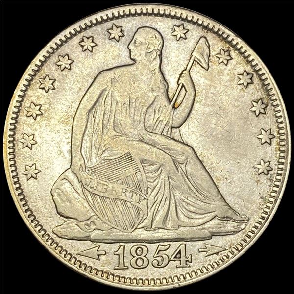 1854 Arrows Seated Liberty Half Dollar ABOUT UNC